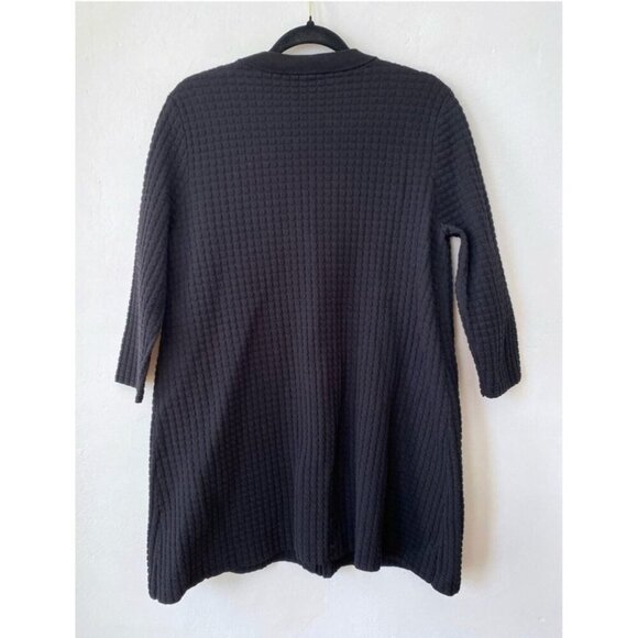 COS Waffle Jacket Button Front Black Long Sleeves Pockets Cotton Women's size Me - Picture 3 of 7